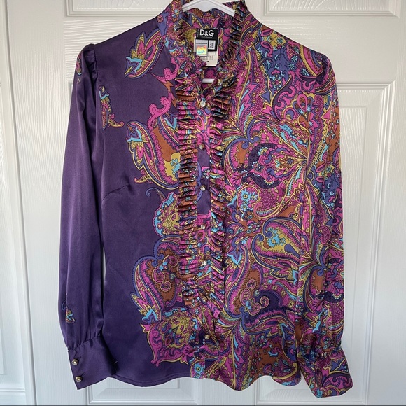 *SOLD* Dolce & Gabbana Silk Paisley Top Sz 42 - Picture 2 of 16